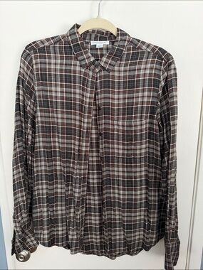 beachlunchlounge Brown and Gray Plaid Button-Down Shirt - Sz L